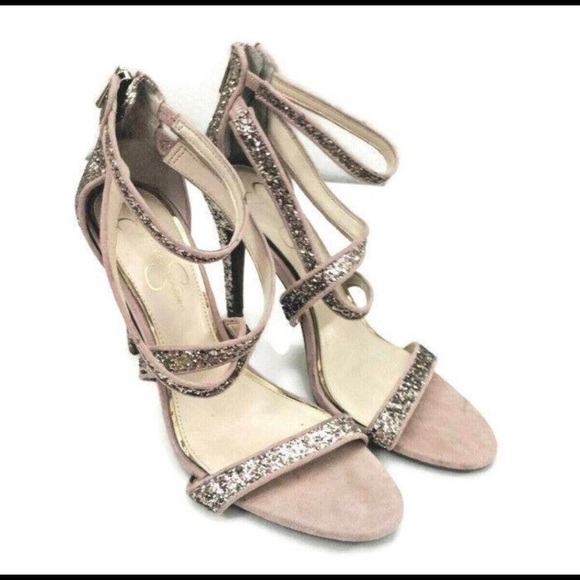 Jessica Simpson Blush Pink Glitter Suede heel - Picture 4 of 9